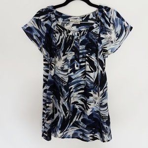 Fred David Stretch Mixed Design Blouse/Top